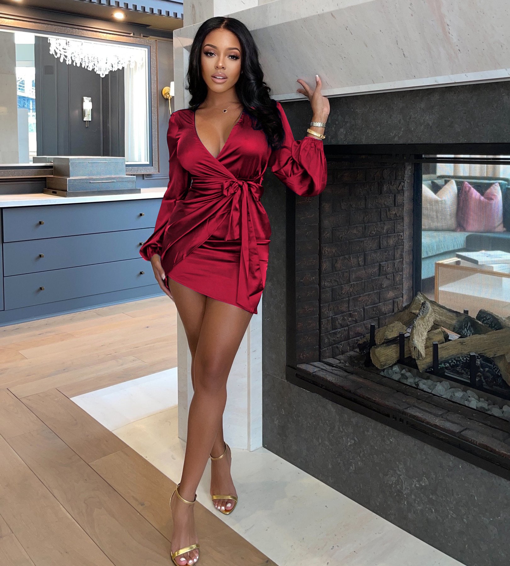 Image of Double-breasted blazerjurk – Midnight Elegance