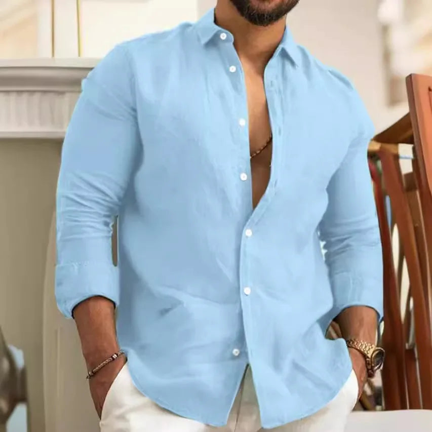 Image of Milan | Casual Linen Shirt with Long Sleeves