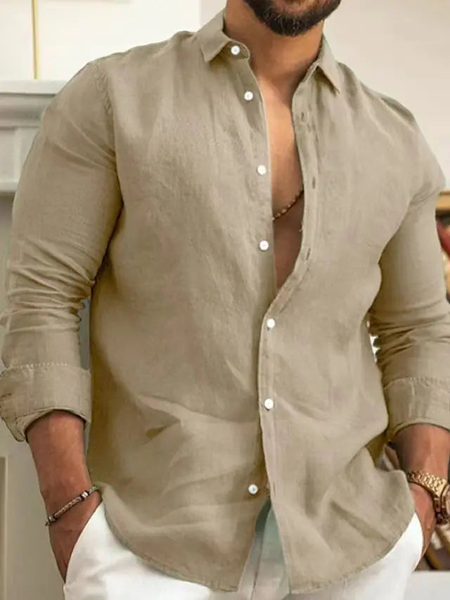 Image of Milan | Casual Linen Shirt with Long Sleeves